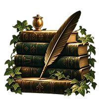 Livres anciens, plume et lierre illustrant les origines des anagrammes