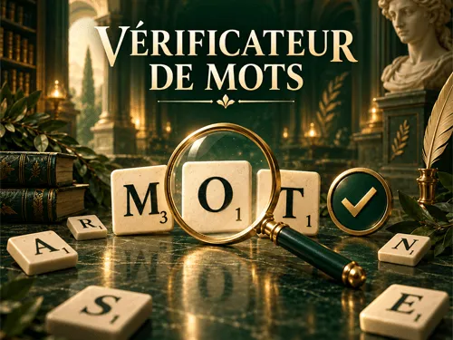 Vérificateur de mots français avec tuiles de lettres et loupe